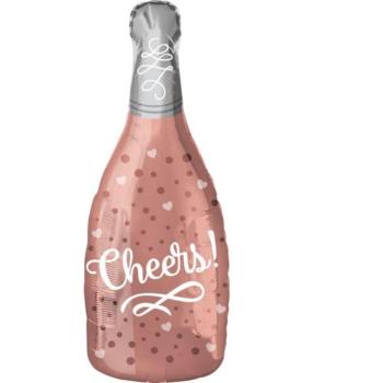 Fóliový balónik na šampanské - Šampanské - Na zdravie - ružové zlato - 60 cm - Amscan