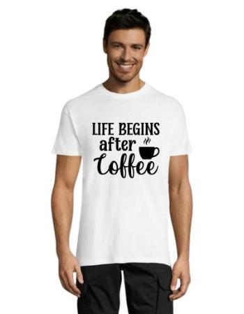 Life begins after Coffee pánske tričko biele 4XS