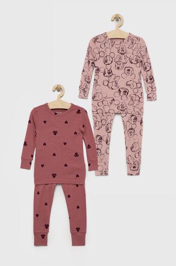 Detské bavlnené pyžamo GAP ružová farba, s potlačou