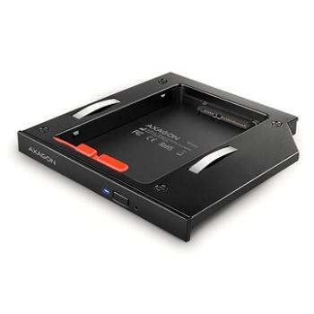AXAGON RSS-CD12, ALU caddy for 2.5 SSD/HDD into 12.7 mm laptop DVD slot, screwless. LED