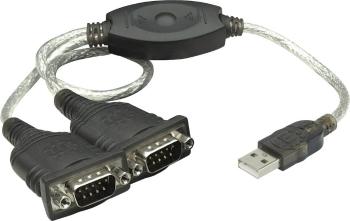 Manhattan sériový, USB 1.1 prepojovací kábel [2x D-SUB zástrčka 9-pólová - 1x USB 2.0 zástrčka A] 45.00 cm čierna, strie