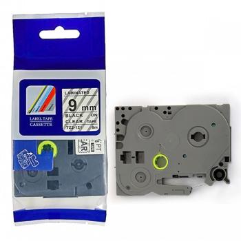 Kompatibilná páska s Brother TZ-FX121 / TZe-FX121, 9mm x 8m, flexi, čierna tlač / priehľadný podklad