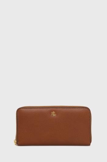 Kožená peňaženka Lauren Ralph Lauren dámsky, hnedá farba