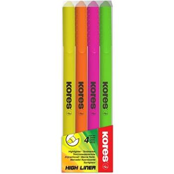 KORES HIGH LINER – sada zvýrazňovačov (4 farby – žltá, ružová, oranžová, zelená) (36240)
