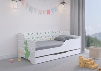 Detská posteľ s chrbtom LILU 160 x 80 cm - Dino posteľ + úložný priestor A - ľavá strana (zábrana)