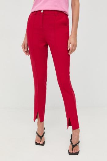 Nohavice Morgan dámske, červená farba, cigaretový strih, vysoký pás