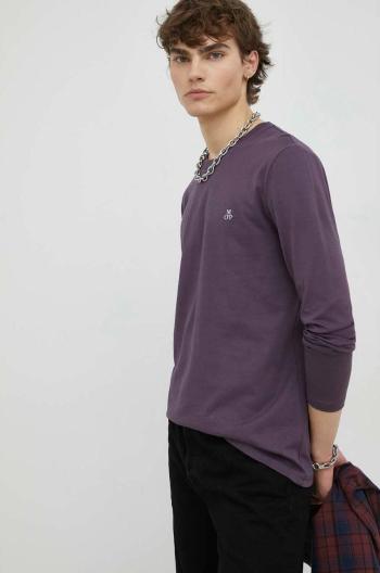 Bavlnené tričko s dlhým rukávom Marc O'Polo fialová farba, s potlačou