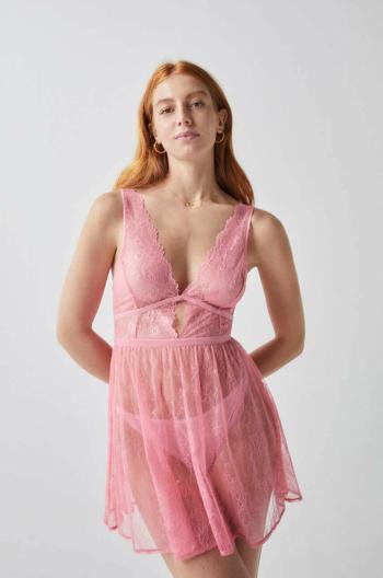 Nočná košeľa women'secret SENSE VALENTINE dámska, ružová farba, priesvitná, 3415271
