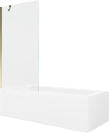 MEXEN/S - Vega obdĺžniková vaňa 150 x 70 cm s panelom + vaňová zástena 90 cm, transparent, zlatá 550115070X9509000050