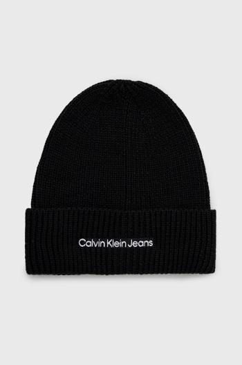 Vlnená čiapka Calvin Klein Jeans čierna farba, vlnená