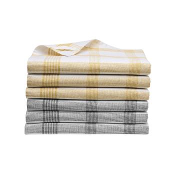 Blancheporte Kockované utierky, súpravy kari/sivá 6ks uteráky/50x70cm