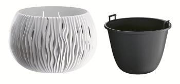 Květináč s vkladem SANDY BOWL bílý 14,4 cm