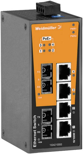 Weidmüller IE-SW-BL06-4POE-2SC priemyselný ethernetový switch  10 / 100 MBit/s funkcia PoE
