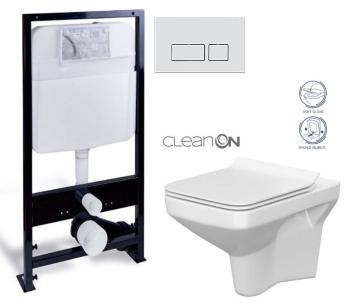 PRIM - predstenový inštalačný systém s chrómovým mat tlačidlom 20/0040 + WC CERSANIT CLEANON COMO  + SEDADLO PRIM_20/0026 40 CO1