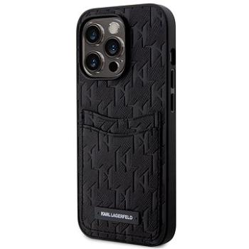 Karl Lagerfeld Saffiano Monogram Card Slot Zadný Kryt na iPhone 14 Pro Black (KLHCP14LSAKLHPPK)