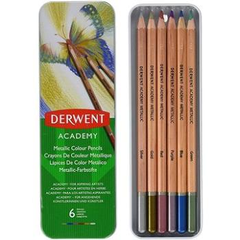 DERWENT Academy Metallic Colour Pencils v plechovej škatuľke, šesťhranné, 6 farieb (98200)