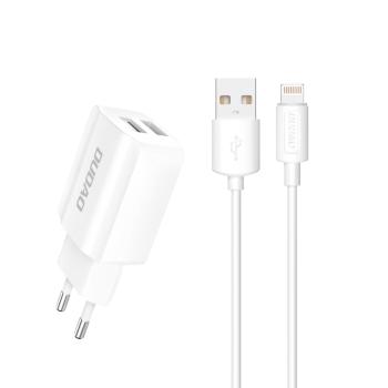 Dudao Sieťová nabíjačka 2x USB 5V / 2,4A + Lightning kábel - Biela KP26481