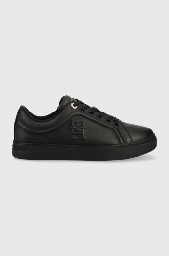 Kožené tenisky Tommy Hilfiger CASUAL LEATHER CUPSOLE čierna farba, FW0FW07288