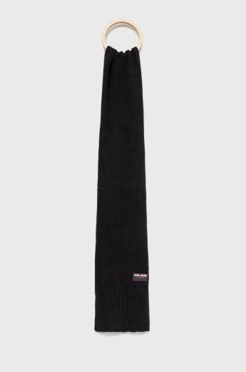 Šál s prímesou vlny Pepe Jeans čierna farba, jednofarebný