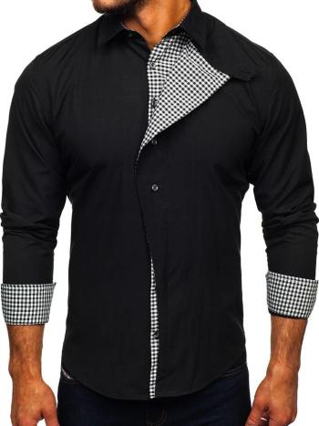Čierna pánska košeľa s dlhými rukávmi BOLF 5746-A