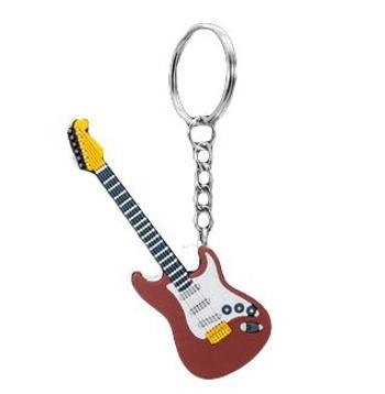 Musician Designer Music Key Chain Electric Guitar Brown