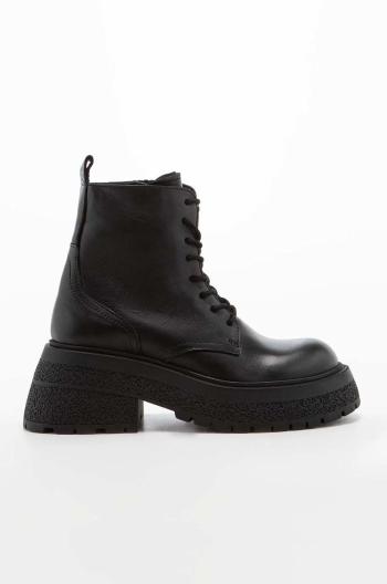 Kožené členkové topánky Charles Footwear Karen dámske, čierna farba, na plochom podpätku