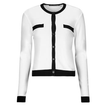 Karl Lagerfeld  CLASSIC LSLV CARDIGAN  Vesty bez rukávov/Cardigany Biela