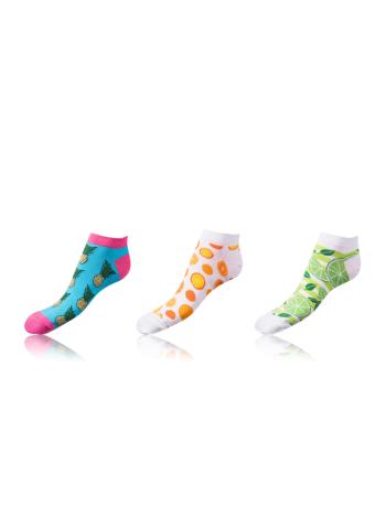 Zábavné nízké crazy ponožky unisex v setu 3 páry - světle modrá - bílá - světle zelená Bellinda