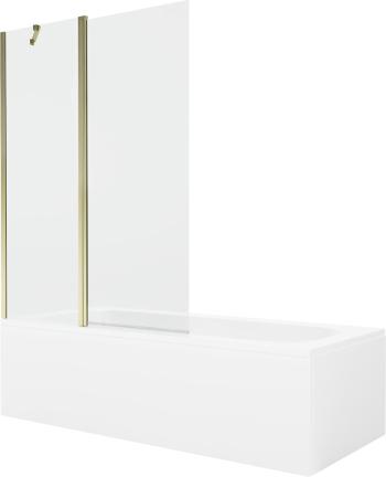 MEXEN/S - Vega obdĺžniková vaňa 180 x 80 cm s panelom + vaňová zástena 120 cm, transparent, zlatá 550118080X9412115000