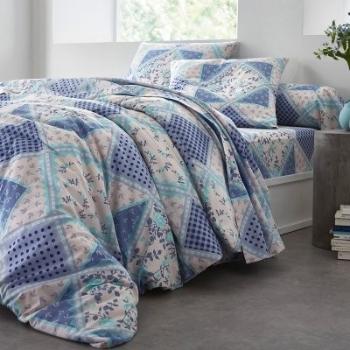 Blancheporte Detská posteľná súprava Marin, bavlna, potlač modrá obliečka na prikrývku 140x200cm+obliečka na vankúš 65x65cm