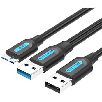 Vention USB 3.0 to Micro USB Cable with USB Power Supply 1M Black PVC Type (CQPBF)