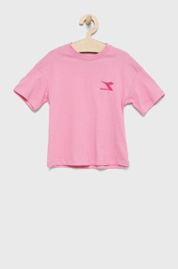Detské bavlnené tričko Diadora ružová farba,