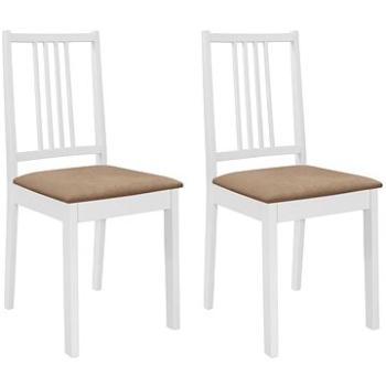 Jedálenské stoličky s poduškami 2 ks biele masívne drevo (247634)