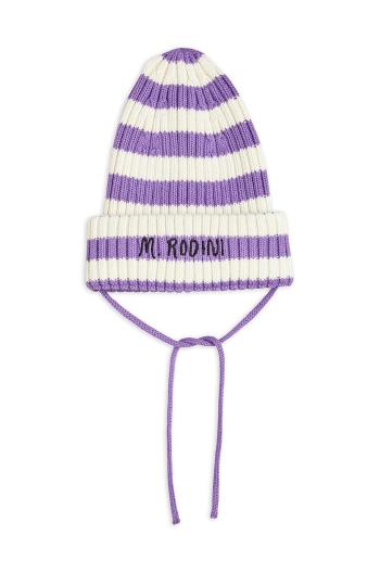 Detská čiapka Mini Rodini fialová farba biela, bavlnená