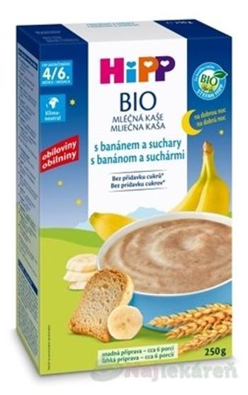 HiPP BIO Mliečna KAŠA Dobrú noc s banán.a suchármi pre dojčatá (od ukonč. 4/6. mesiaca) 250g