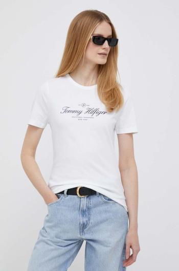 Bavlnené tričko Tommy Hilfiger biela farba