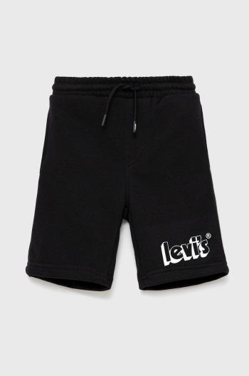 Detské krátke nohavice Levi's čierna farba, nastaviteľný pás