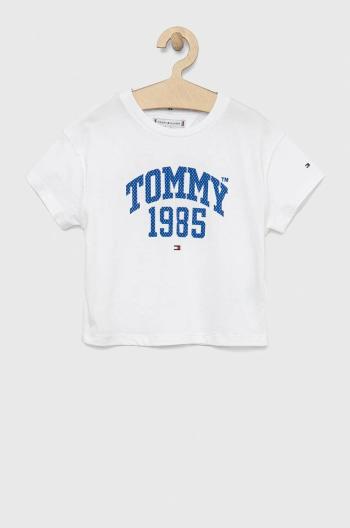 Detské bavlnené tričko Tommy Hilfiger Biela farba