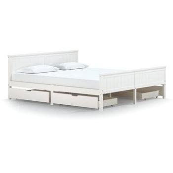 Rám postele so 4 zásuvkami, biela masívna borovica, 200 × 200 cm, 3060518
