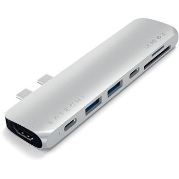 Satechi Aluminium Type-C PRO Hub (HDMI 4K, PassThroughCharging, 2× USB3.0, 2× SD, ThunderBolt 3) – S (ST-CMBPS)