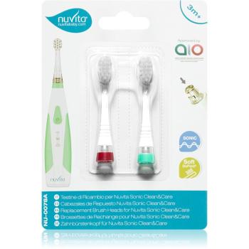 Nuvita Sonic Clean&Care Replacement Brush Heads náhradné hlavice pre sonickú zubnú kefku na baterky pre bábätká Sonic Clean&Care Medium Red/Green 2 ks