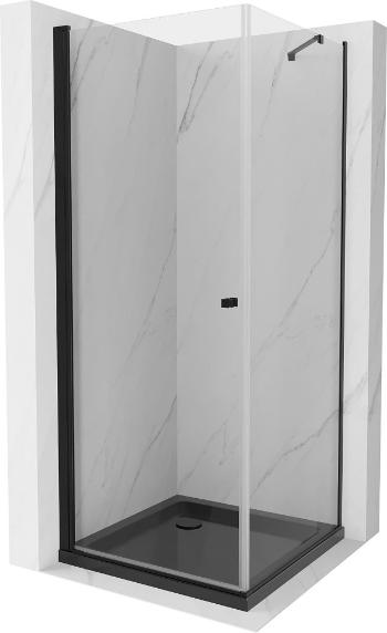 MEXEN/S - Pretória sprchovací kút 90x90 cm, transparent, čierna + sprchová vanička vrátane sifónu 852-090-090-70-00-4070B