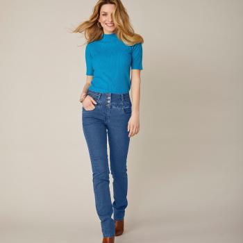 Blancheporte Rovné džínsy s vysokým pásom, 2 dĺžky na výber denim 52