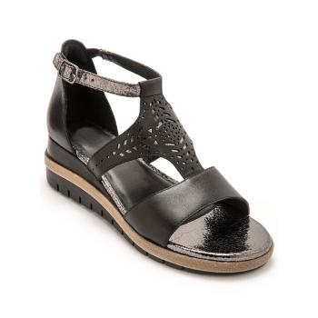 Blancheporte Kožené sandále s pajetkami, čierne čierna 36