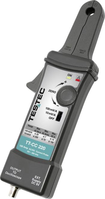Testec TT-CC 220 adaptér prúdových klieští  Rozsah merania A / AC (rozsah): 50 mA - 100 A Rozsah merania A / DC (rozsah)