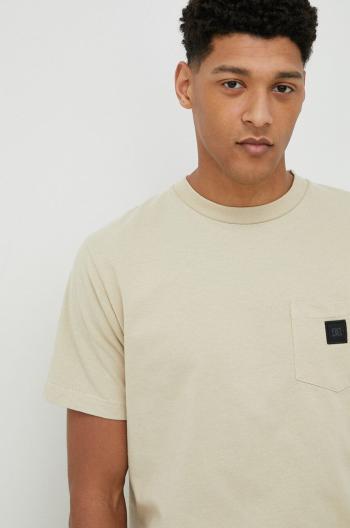 Bavlnené tričko DC béžová farba, jednofarebné