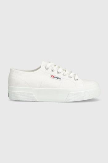 Tenisky Superga 2740 PLATFORM dámske, biela farba, S21384W