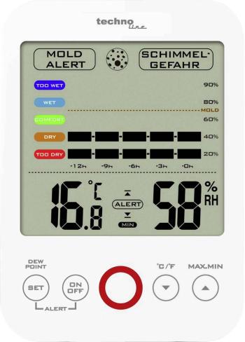 Techno Line WS 9422 vlhkomer vzduchu (hygrometer)  20 % rF 95 % rF detektor bodu topenia / plesne