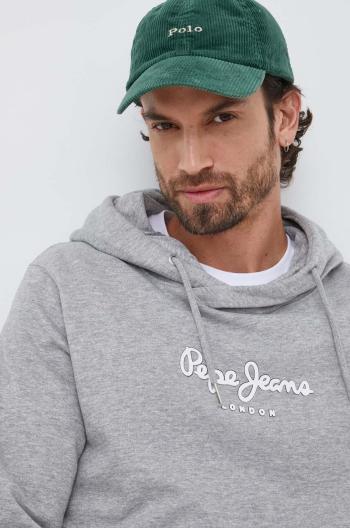 Mikina Pepe Jeans Edward Hoodie pánska, šedá farba, s kapucňou, s potlačou