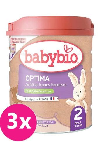 BABYBIO OPTIMA 2 dojčenské bio mlieko (6-12m) 3x800 g